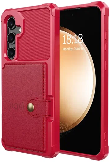 Samsung Galaxy S25 Hoesje 3-in-1 Pasjes Portemonnee Back Cover Rood afbeelding 10