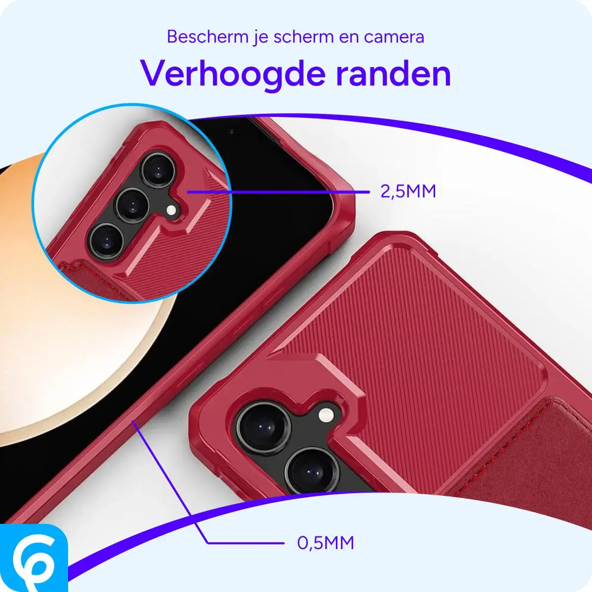 Samsung Galaxy S25 Hoesje 3-in-1 Pasjes Portemonnee Back Cover Rood afbeelding 5