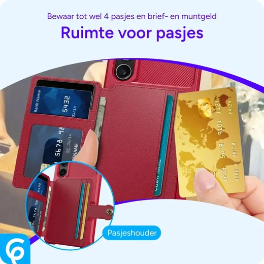 Samsung Galaxy S25 TPU Back Cover met Kunstleren Wallet Rood afbeelding 4