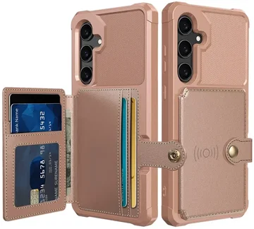Samsung Galaxy S25 Hoesje 3-in-1 Pasjes Portemonnee Back Cover Roze