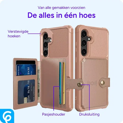 Samsung Galaxy S25 Hoesje 3-in-1 Pasjes Portemonnee Back Cover Roze afbeelding 9