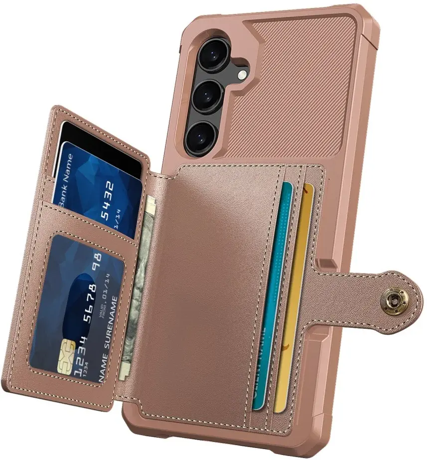 Samsung Galaxy S25 Hoesje 3-in-1 Pasjes Portemonnee Back Cover Roze afbeelding 2