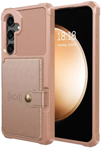 Samsung Galaxy S25 TPU Back Cover met Kunstleren Wallet Roze afbeelding 10