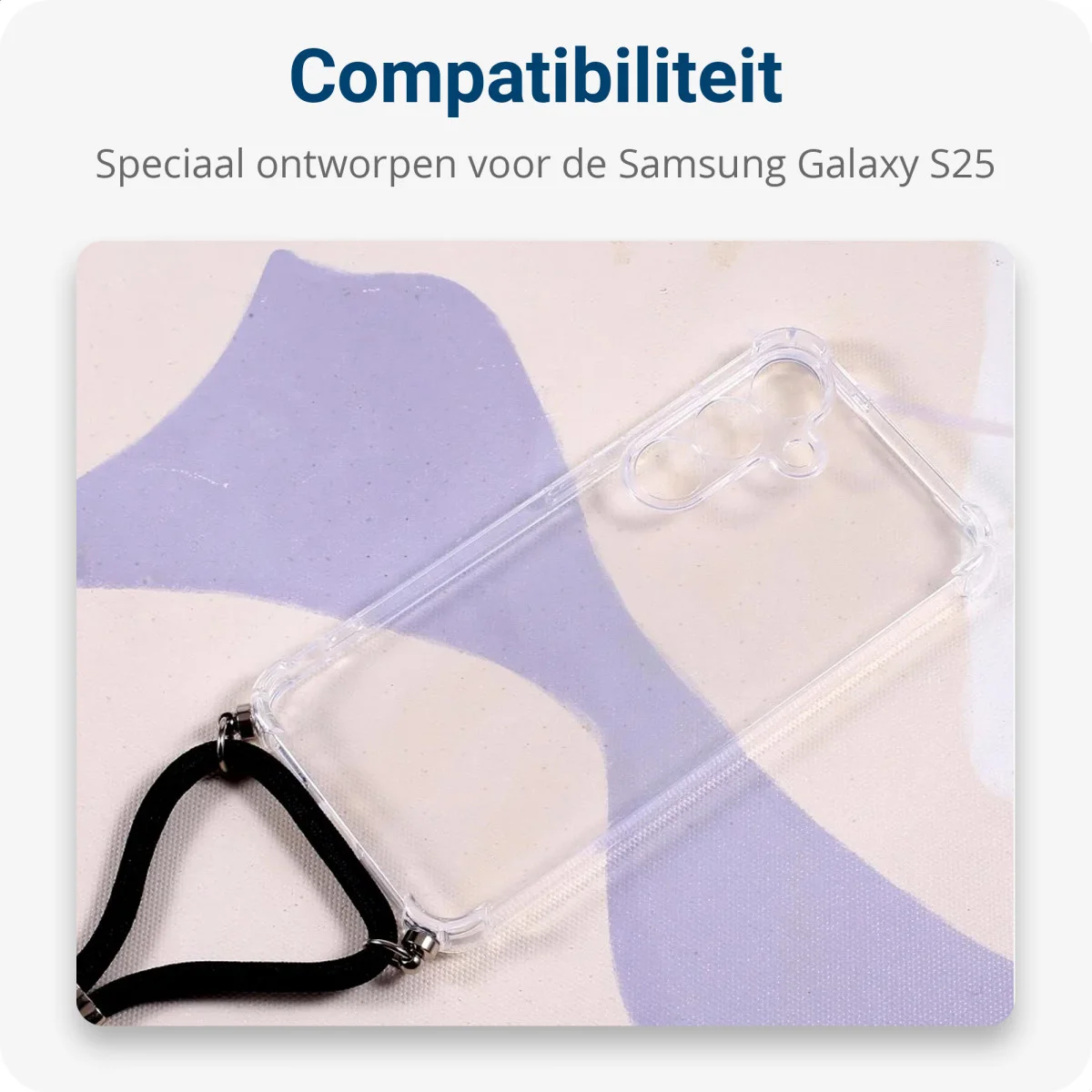 Samsung Galaxy S25 Hoesje met Koord Schokbestendig TPU Transparant afbeelding 4