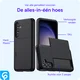 Samsung Galaxy S25 Hoesje met Slider Kaarthouder Back Cover Zwart afbeelding 2