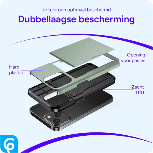 Samsung Galaxy S25 Hoesje met Slider Kaarthouder Back Cover Groen afbeelding 11
