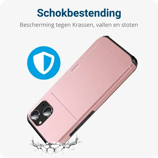 Samsung Galaxy S25 Hoesje met Slider Kaarthouder Back Cover Roze afbeelding 4