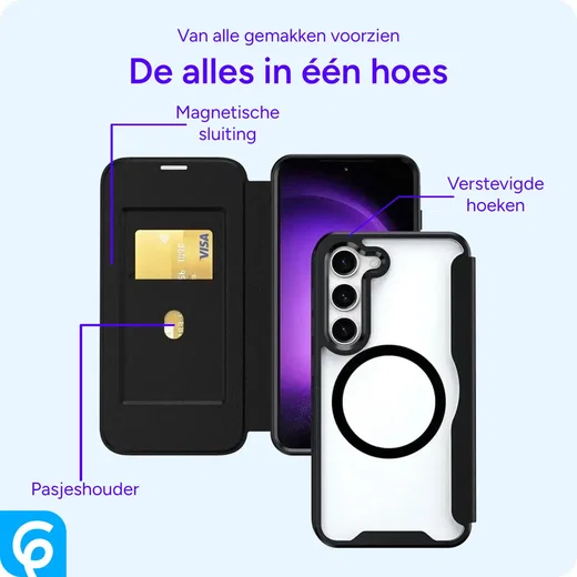 Samsung Galaxy S25 Hoesje met MagSafe / Qi2 Book Case Zwart afbeelding 3