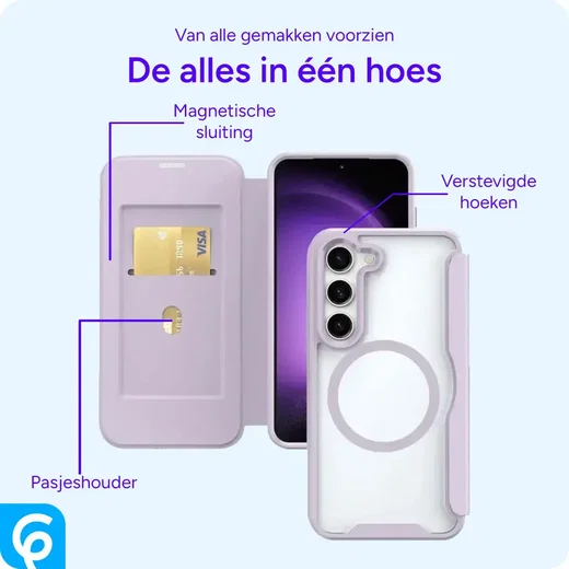 Samsung Galaxy S25 Hoesje met MagSafe / Qi2 Book Case Paars afbeelding 3