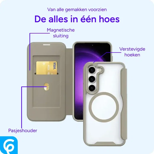 Samsung Galaxy S25 Hoesje met MagSafe / Qi2 Book Case Khaki afbeelding 3