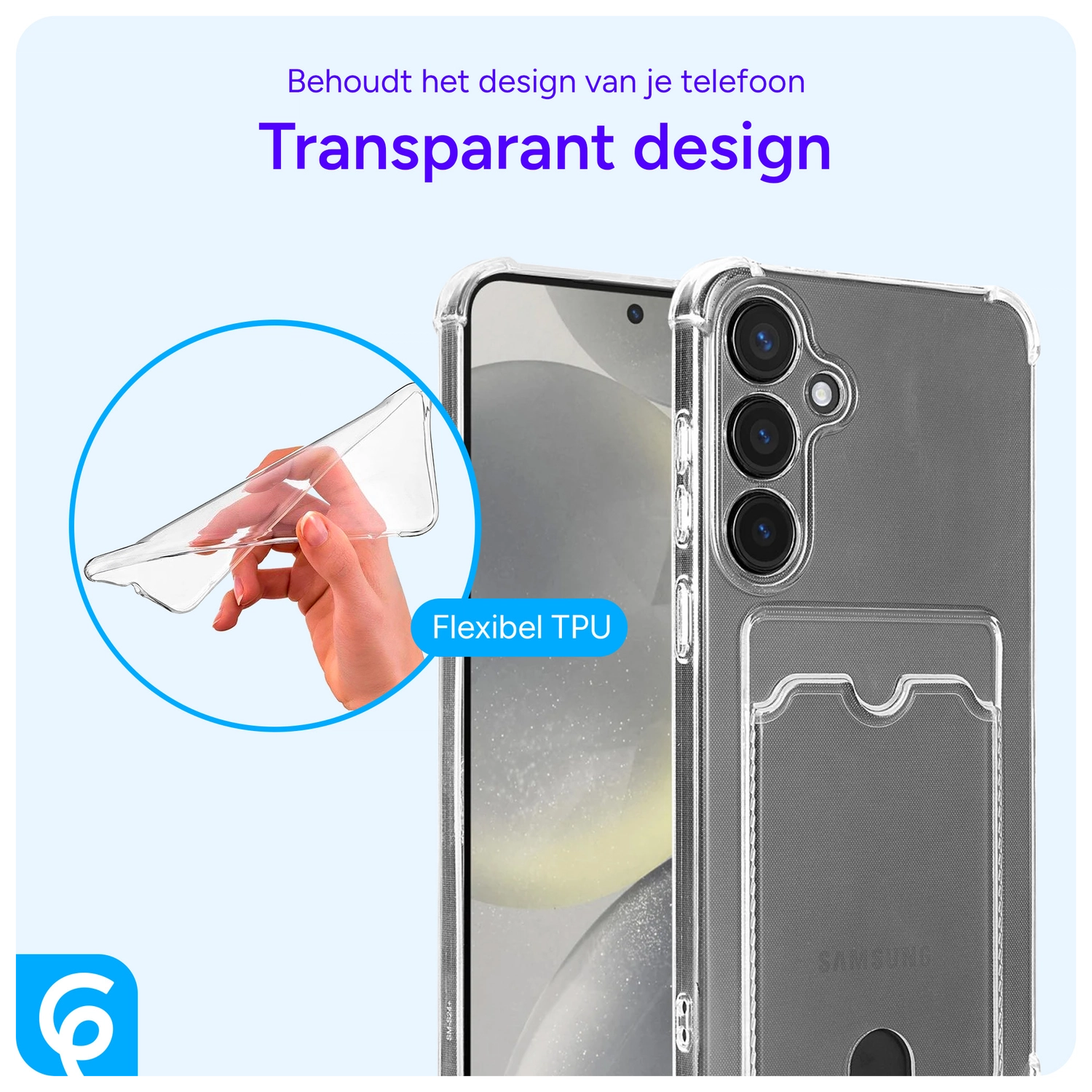 Samsung Galaxy S24 Hoesje Dun TPU met Pasjeshouder Back Cover Transparant afbeelding 6