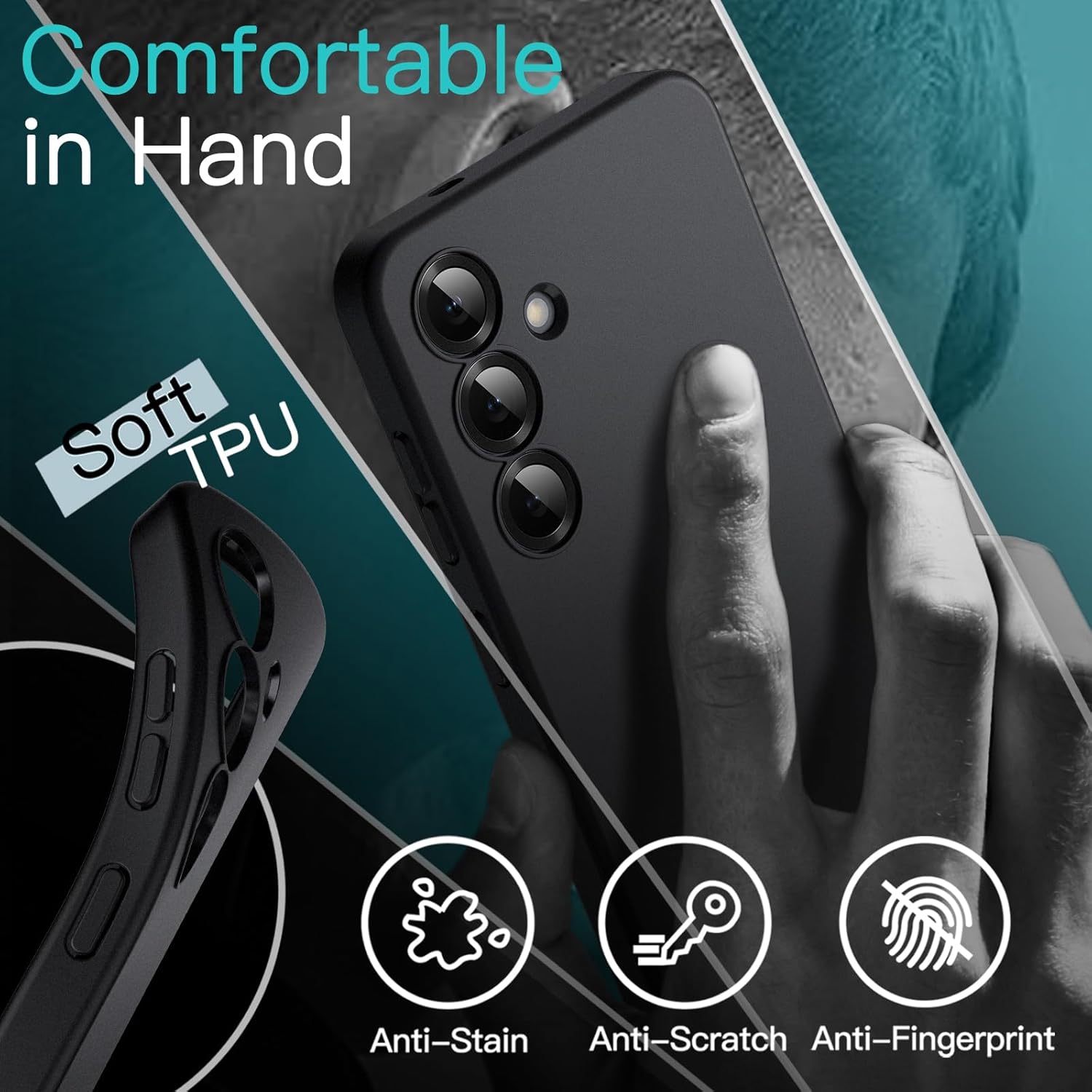 Samsung Galaxy S25 Plus Hoesje Dun TPU Back Cover Matte Zwart afbeelding 4