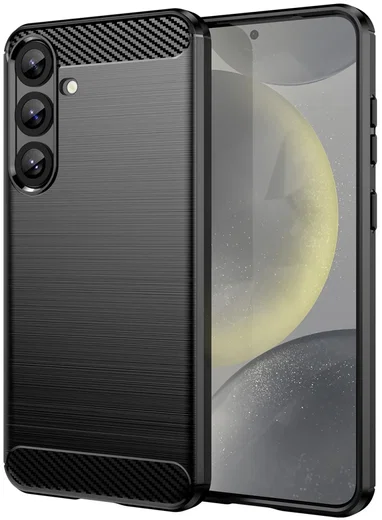 Samsung Galaxy S25 Plus Hoesje Geborsteld TPU Flexibele Back Cover Zwart afbeelding 1