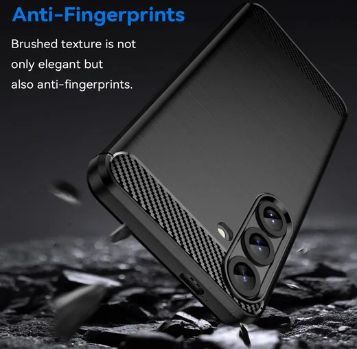 Samsung Galaxy S25 Plus Hoesje Geborsteld TPU Flexibele Back Cover Zwart afbeelding 2