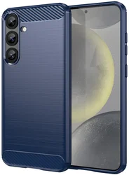 Samsung Galaxy S25 Plus Hoesje Geborsteld TPU Flexibele Back Cover Blauw afbeelding