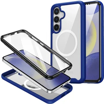 Samsung Galaxy S25 Plus Hoesje Full Protect 360° Cover met MagSafe / Qi2 Blauw