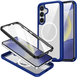 Samsung Galaxy S25 Plus Hoesje Full Protect 360° Cover met MagSafe / Qi2 Blauw afbeelding