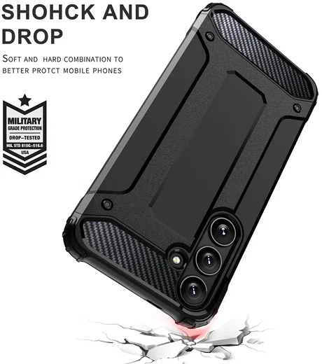 Samsung Galaxy S25 Plus Hoesje Shock Proof Hybride Back Cover Zwart afbeelding 2