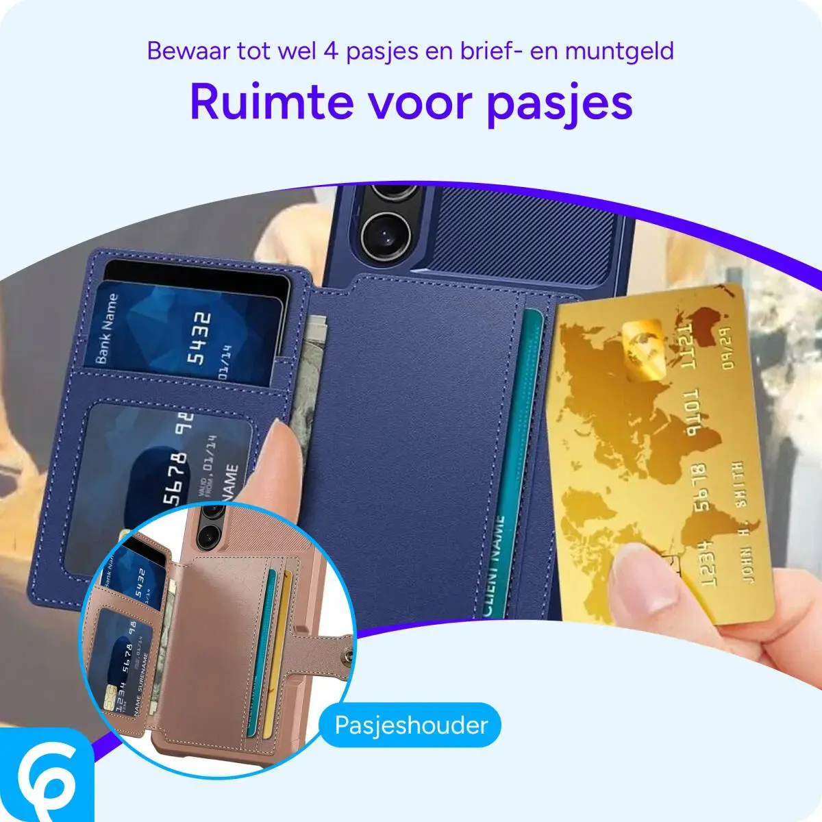Samsung Galaxy S25 Plus Hoesje 3-in-1 Pasjes Portemonnee Back Cover Blauw afbeelding 5