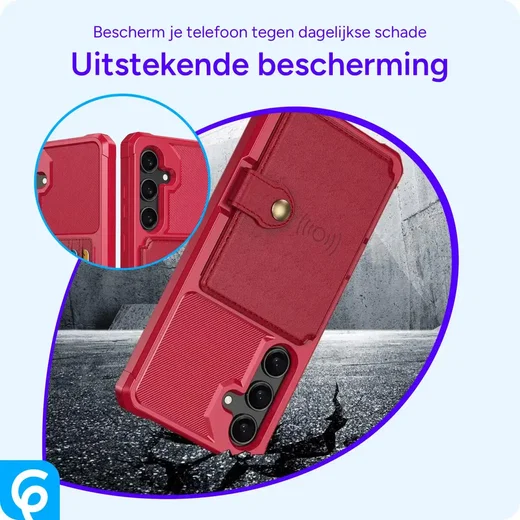 Samsung Galaxy S25 Plus Hoesje 3-in-1 Pasjes Portemonnee Back Cover Rood afbeelding 6