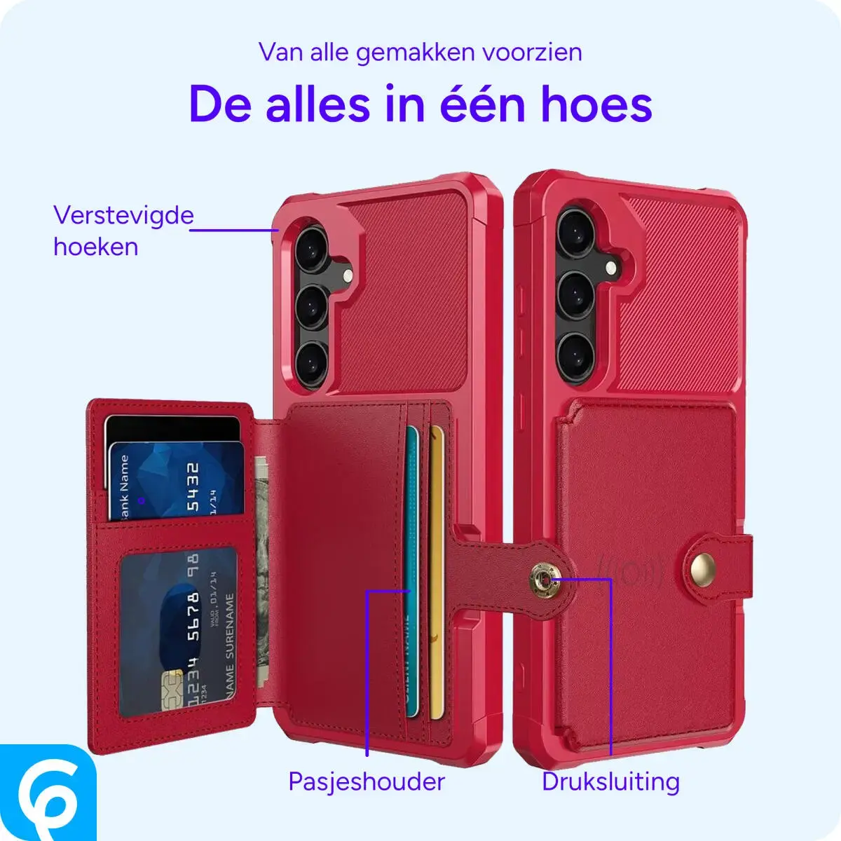 Samsung Galaxy S25 Plus Hoesje 3-in-1 Pasjes Portemonnee Back Cover Rood afbeelding 8