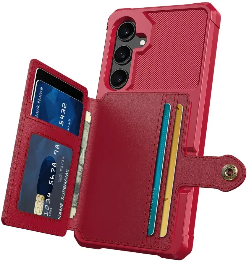 Samsung Galaxy S25 Plus Hoesje 3-in-1 Pasjes Portemonnee Back Cover Rood afbeelding 2