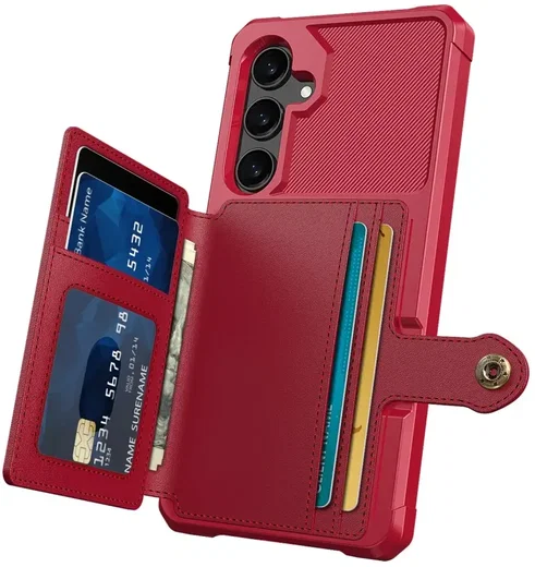 Samsung Galaxy S25 Plus Hoesje 3-in-1 Pasjes Portemonnee Back Cover Rood afbeelding 2