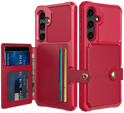 Samsung Galaxy S25 Plus TPU Back Cover met Kunstleren Wallet Rood afbeelding 1
