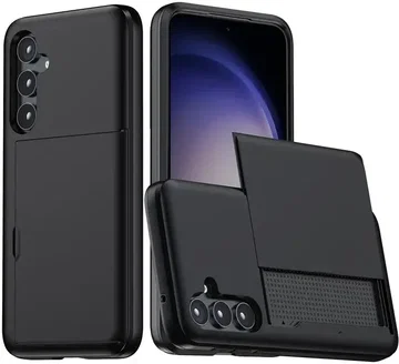 Samsung Galaxy S25 Plus Hoesje met Slider Kaarthouder Back Cover Zwart