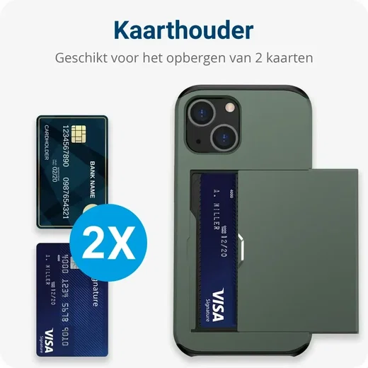 Samsung Galaxy S25 Plus Hoesje met Slider Kaarthouder Back Cover Groen afbeelding 2