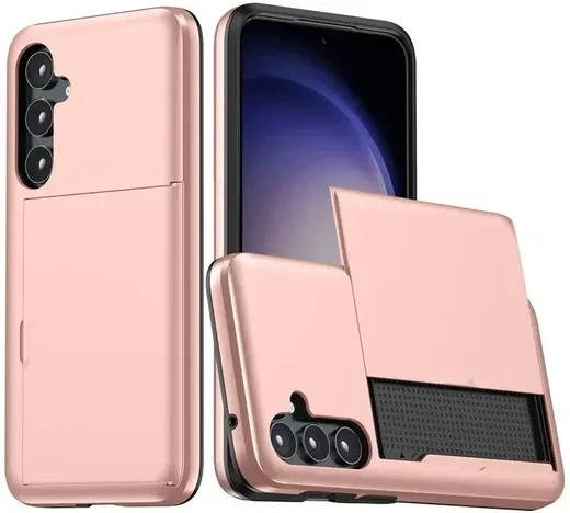 Samsung Galaxy S25 Plus Hoesje met Slider Kaarthouder Back Cover Roze afbeelding 1