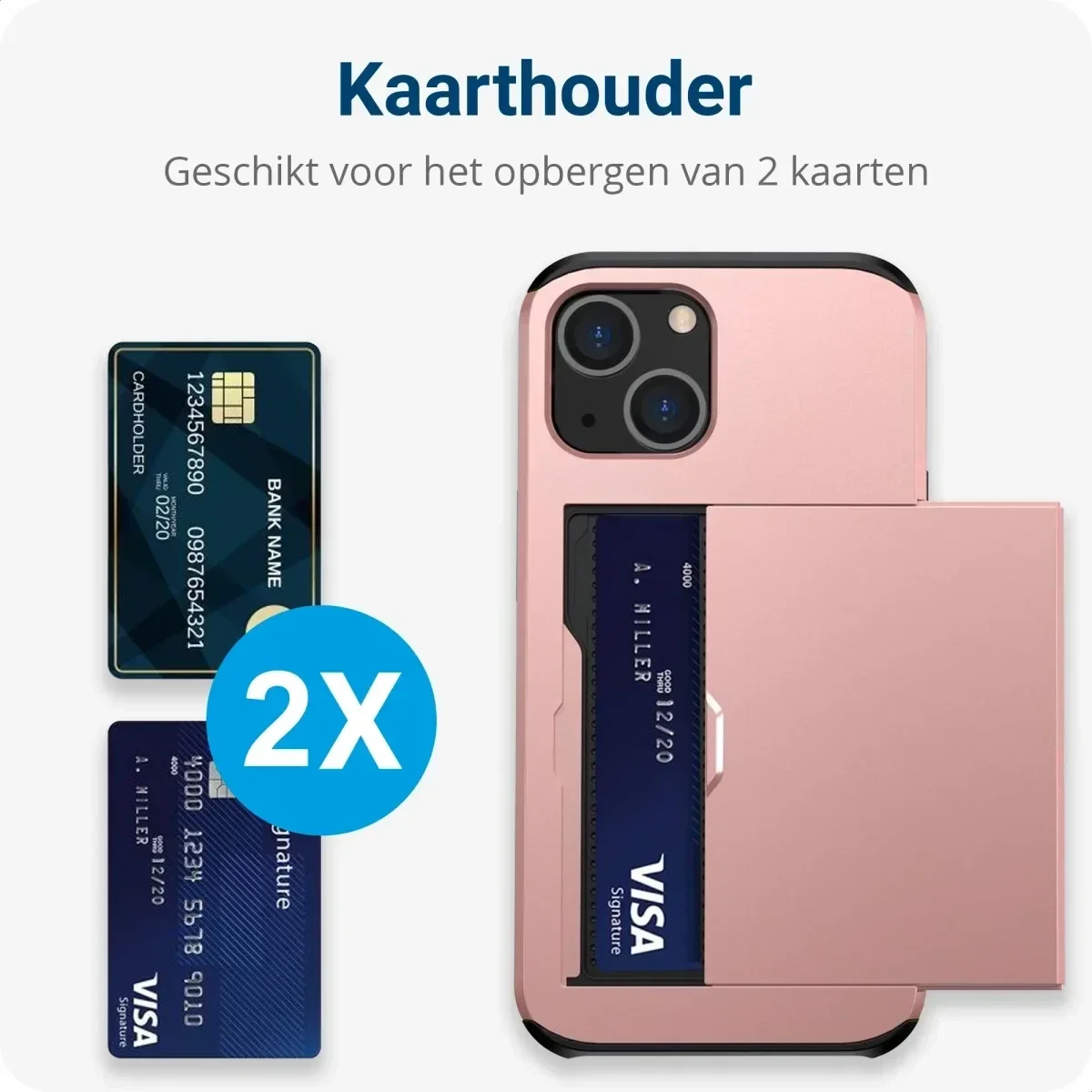 Samsung Galaxy S25 Plus Hoesje met Slider Kaarthouder Back Cover Roze afbeelding 2