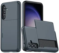 Samsung Galaxy S25 Plus Hoesje met Slider Kaarthouder Back Cover Blauw afbeelding