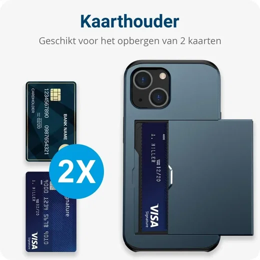 Samsung Galaxy S25 Plus Hoesje met Slider Kaarthouder Back Cover Blauw afbeelding 2