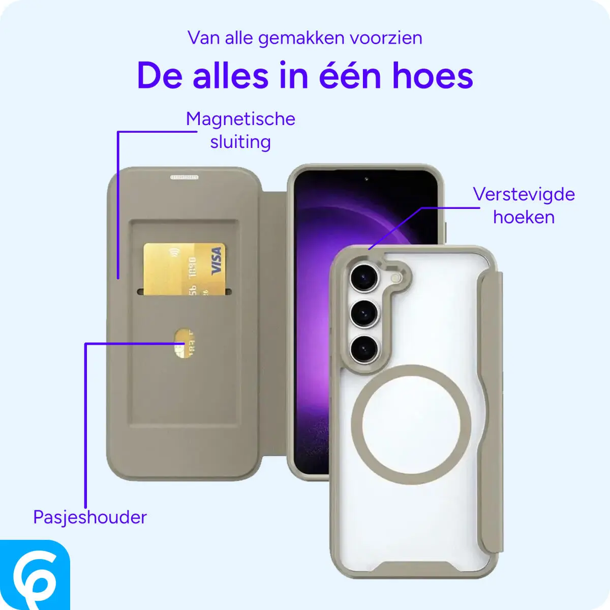 Samsung Galaxy S25 Plus Hoesje met MagSafe / Qi2 Book Case Khaki afbeelding 3
