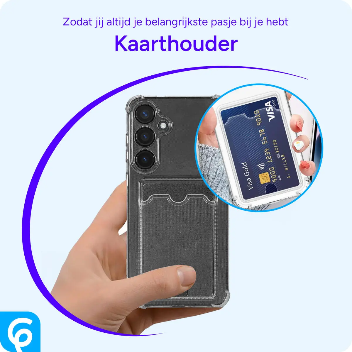 Samsung Galaxy S25 Plus Hoesje Dun TPU met Pasjeshouder Back Cover Transparant afbeelding 4