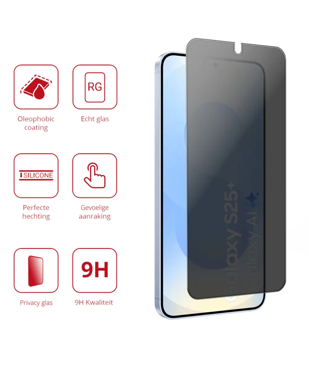 Rosso Samsung Galaxy S25 Plus 9H Tempered Glass Screen Protector Privacy afbeelding 2