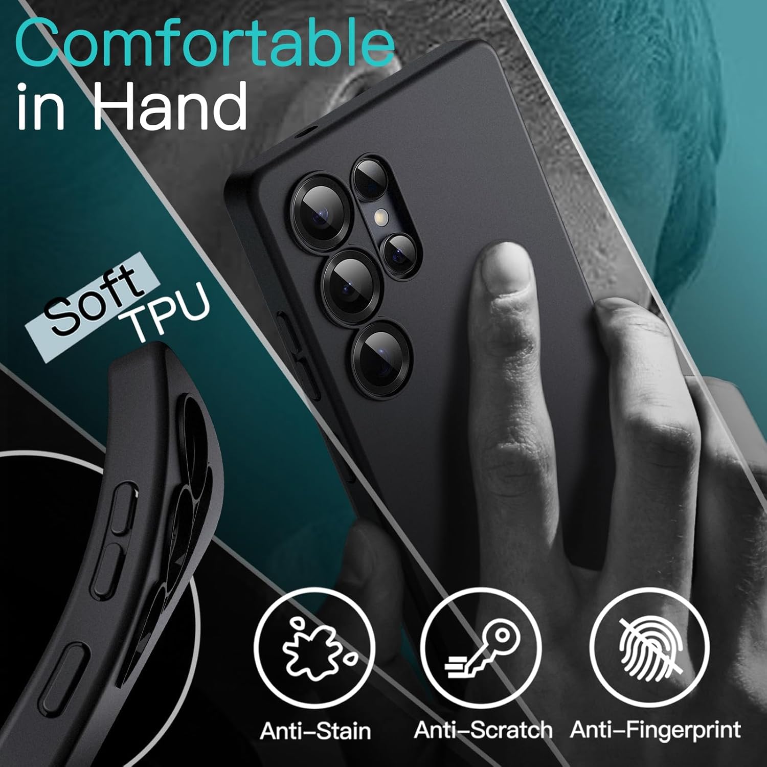 Samsung Galaxy S25 Ultra Hoesje Dun TPU Back Cover Matte Zwart afbeelding 4