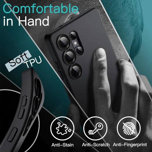 Samsung Galaxy S25 Ultra Hoesje Dun TPU Back Cover Matte Zwart afbeelding 4