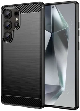 Samsung Galaxy S25 Ultra Hoesje Geborsteld TPU Flexibele Back Cover Zwart