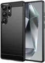 Samsung Galaxy S25 Ultra Hoesje Geborsteld TPU Flexibele Back Cover Zwart