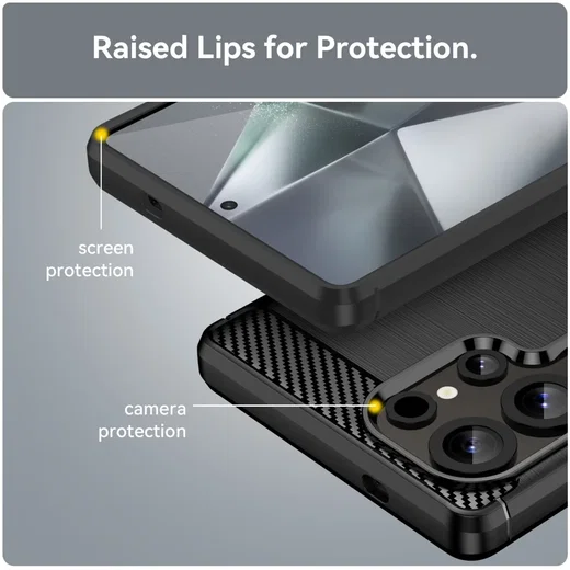 Samsung Galaxy S25 Ultra Hoesje Geborsteld TPU Flexibele Back Cover Zwart afbeelding 6