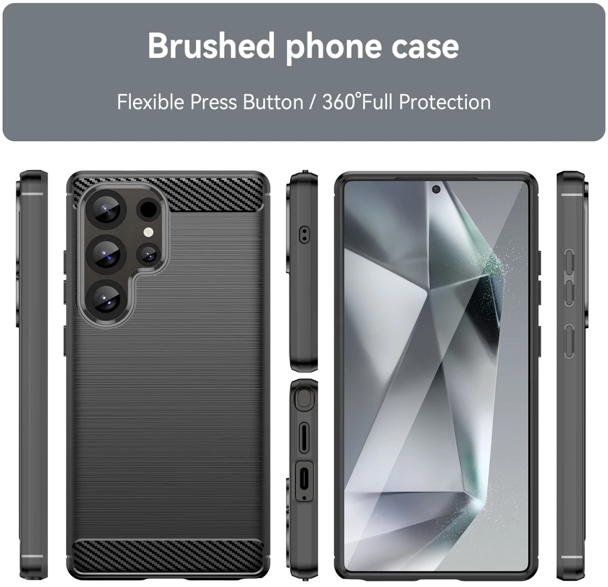 Samsung Galaxy S25 Ultra Hoesje Geborsteld TPU Flexibele Back Cover Zwart afbeelding 7