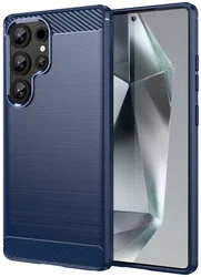 Samsung Galaxy S25 Ultra Hoesje Geborsteld TPU Flexibele Back Cover Blauw afbeelding