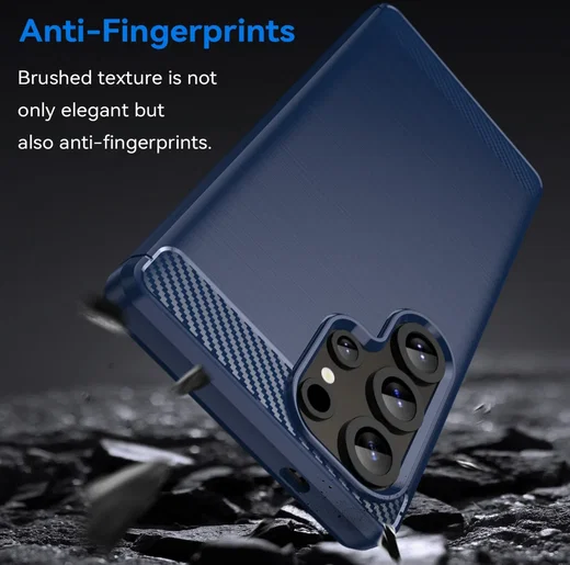 Samsung Galaxy S25 Ultra Hoesje Geborsteld TPU Flexibele Back Cover Blauw afbeelding 2