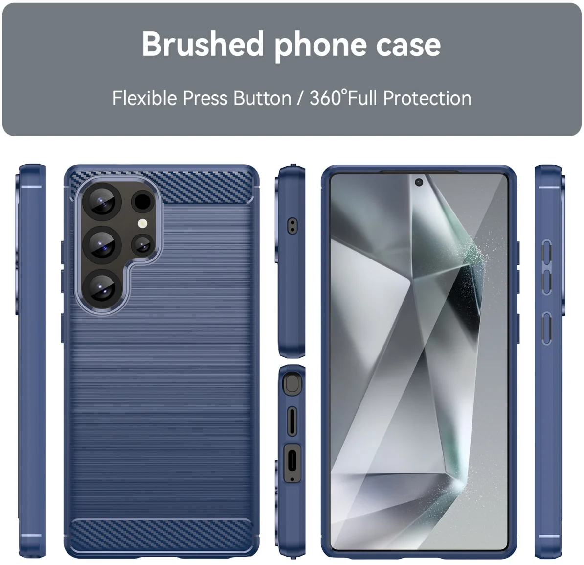 Samsung Galaxy S25 Ultra Hoesje Geborsteld TPU Flexibele Back Cover Blauw afbeelding 7