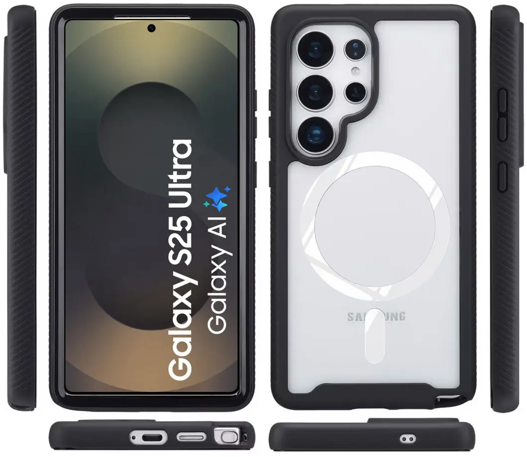 Samsung Galaxy S25 Ultra Hoesje Full Protect 360° Cover met MagSafe / Qi2 Zwart afbeelding 5