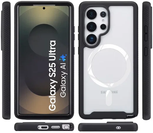 Samsung Galaxy S25 Ultra Hoesje Full Protect 360° Cover met MagSafe / Qi2 Zwart afbeelding 5