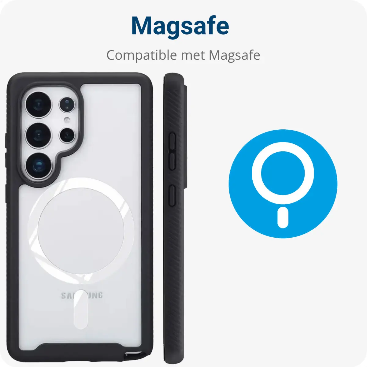 Samsung Galaxy S25 Ultra Hoesje Full Protect 360° Cover met MagSafe / Qi2 Zwart afbeelding 4