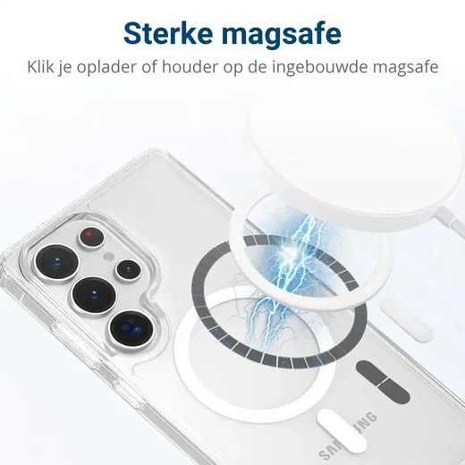 Samsung Galaxy S25 Ultra Hoesje Hard Back Cover met MagSafe / Qi2 Transparant afbeelding 2